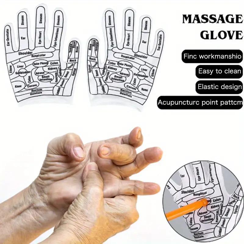 Shiatsu Reflexology Gloves With Massage Stick, 1 Pair Hand Reflexology Massage Tool With Acupressure Point Chart, Manual Massage Tool For Adults