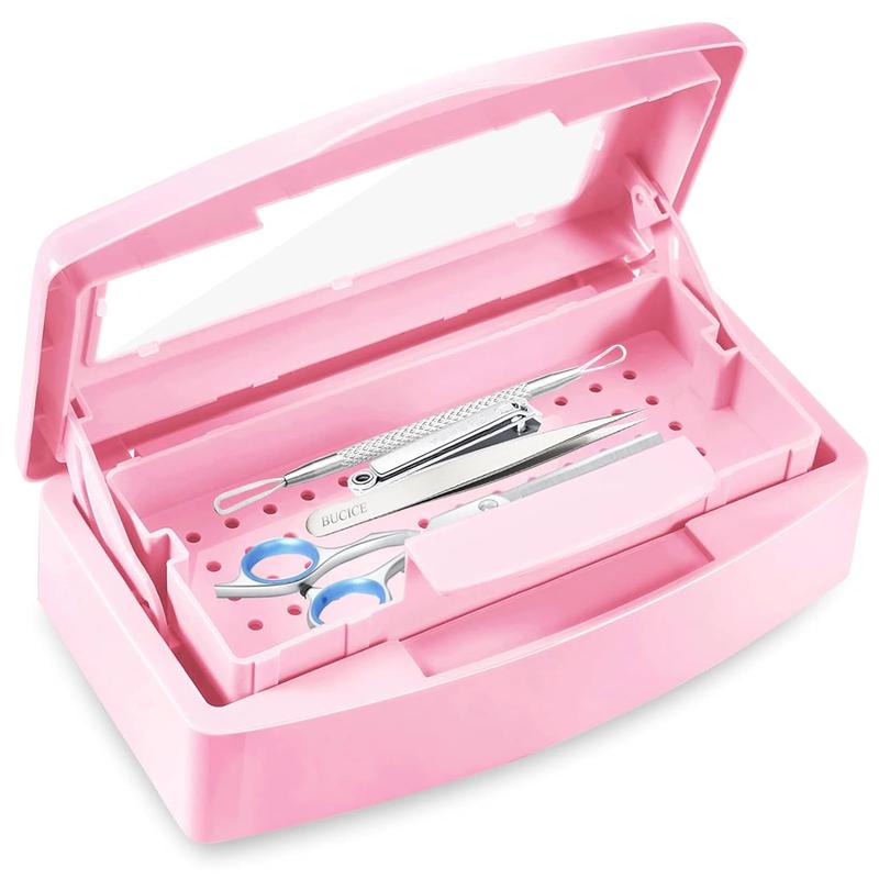 Sterilizer for Nail Tools, BUCICE Sterilization Tray for Tweezers, Nail Supplies, Hair Salon, Nail Tech Must Haves, Pink Manicure Nail Art