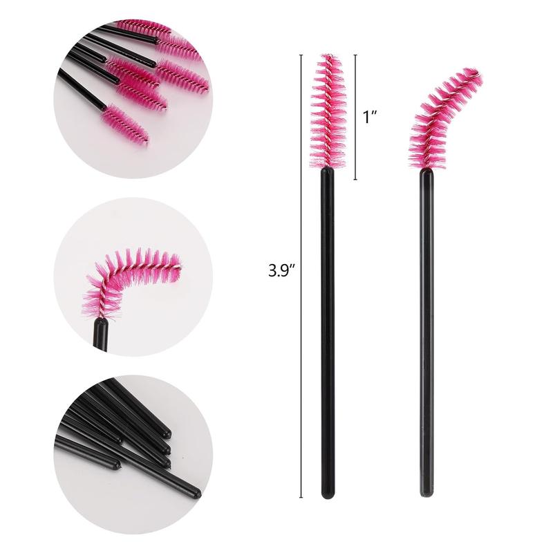 Christmas Sale - 50 Pcs Disposable Mascara Wands, Crystal Eyebrow Spoolies Brush for Eyelash Extensions, Pink Eye Lash and Makeup Brush.