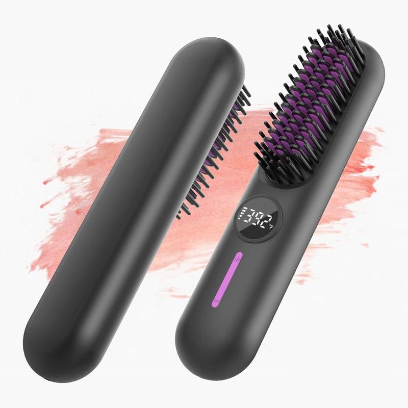 Portable Cordless Straightener, 1 Count 7-speed Temperature Adjustment Hair Straightening Comb, Straightener Brush, LED Screen Display Hair Styling Tool for Home & Travel, Christmas Gift