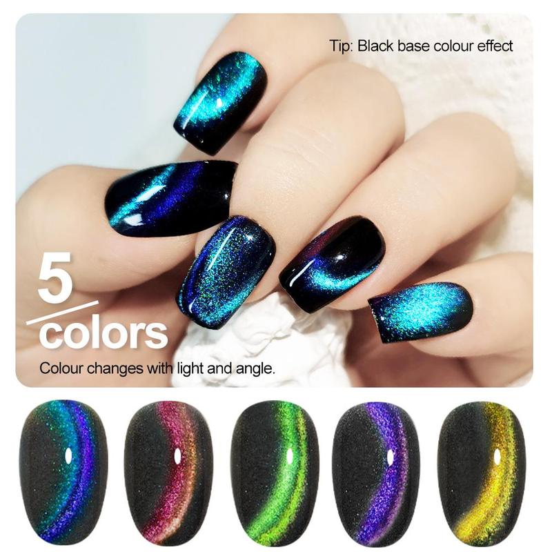 Cat's Eye  Look Gel Nail Polish Set, 6 Counts Soaking Gel Nail Polish with 1 Count Magnet Stick, Professional Nail Art Kit for Women & Girls