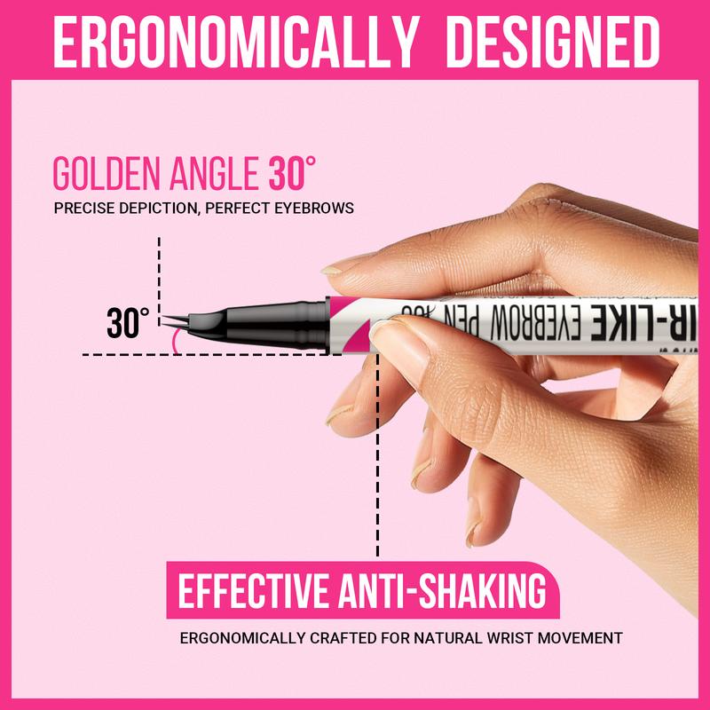 iMethod Curved Eyebrow Pen - Microblading Eyebrow Pencil, Brow Pencil 2-in-1 Dual-Ended Eyebrow Pen with Micro-Fork-Tip Applicator and Precise Brush-Tip Create Natural-Looking Brows, Stay on All Day