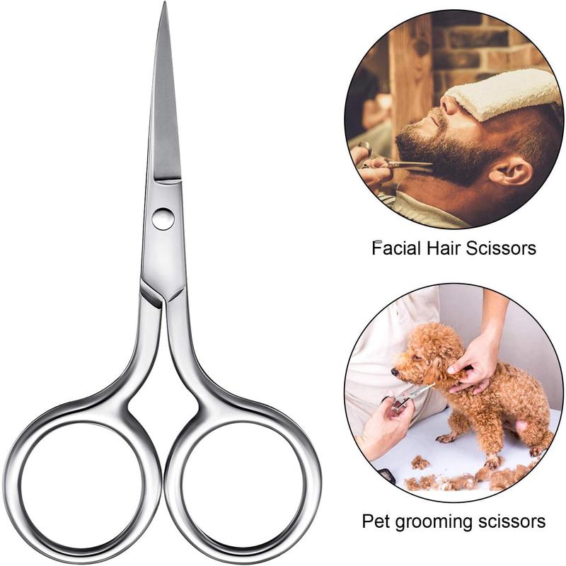 3 Pack Small Nose Scissors Facial Hair Scissors Mini Beauty Scissors Stainless Steel Trimming Pointed Scissor for Grooming Eyebrows, Nose, Mustache, Beard