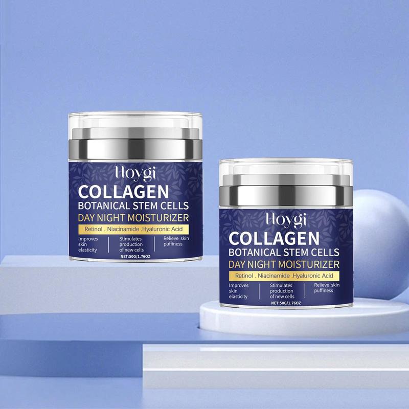 Collagen Day & Night Face Cream, 2 Counts set Hydrating Brightening Face Cream, Moisturizing Skin Care Cream, Face Lotion for Women & Men