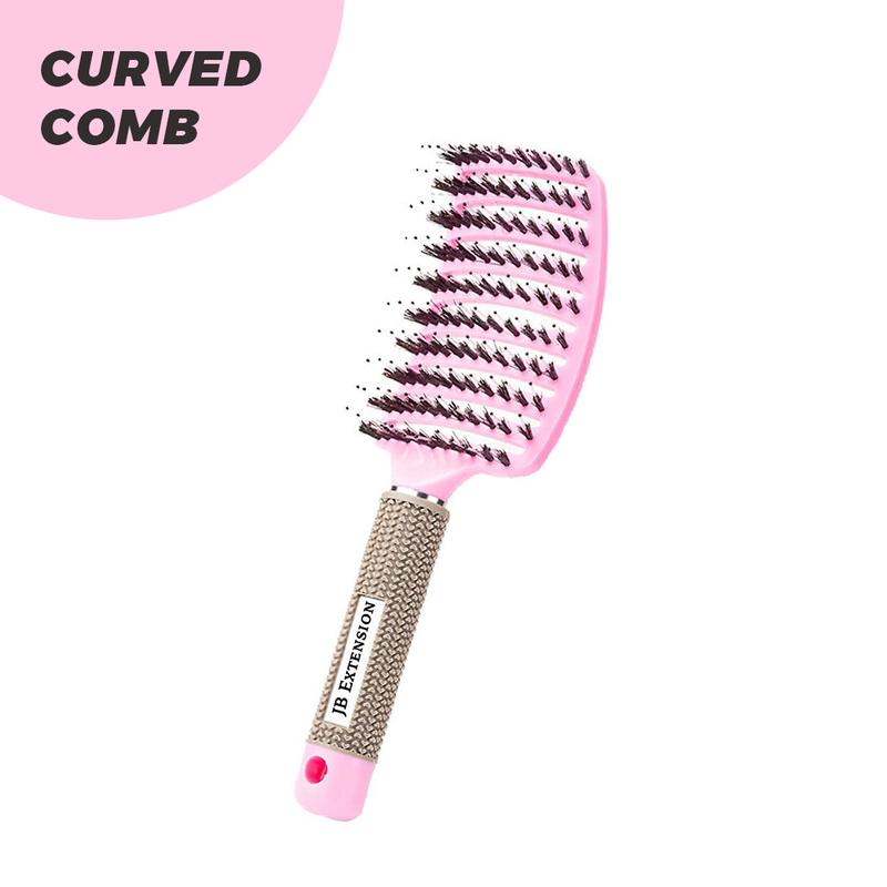 JBextension Curved Boar Bristle Hair Brush Professional Detangling Hairbrush Head Massage Comb Hairdressing Styling Comb Haircare Heatless