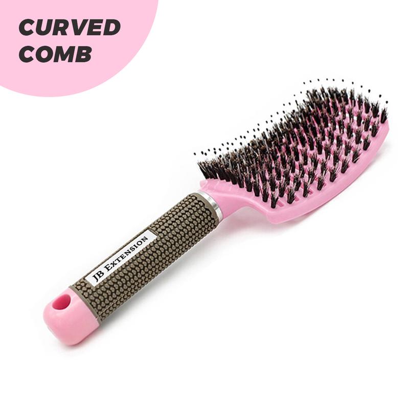 JBextension Curved Boar Bristle Hair Brush Professional Detangling Hairbrush Head Massage Comb Hairdressing Styling Comb Haircare Heatless