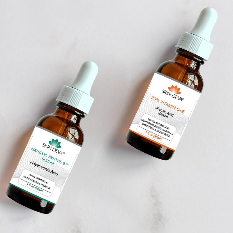 Skin Deva Vitamin C E Serum and Matrixyl Synthe 6 Serum Moisture Skincare - Targets Aging Signs, Diminishes Fine Lines and Wrinkles