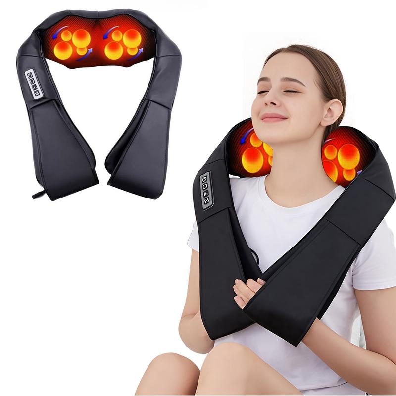 Shiatsu Neck and Back Massager Electric Deep Tissue 3D Kneading Massage Pillow for Neck Shoulder Leg Body Muscle Pain Relief Good for Office Home and Car Use Best Present for Parents (Black)