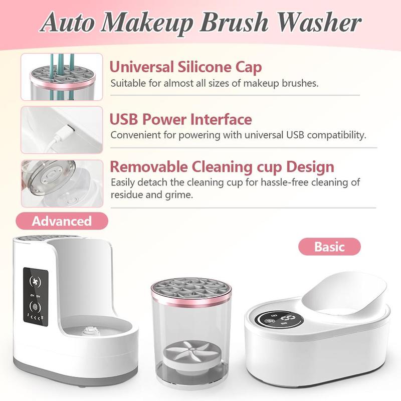 Electric Makeup Brush Cleaner & Cleaning Solution Set, UV Light Makeup Brush Cleaning Machine, Deep Cleaning & Air-dry Functions, USB Powered, Christmas Gift