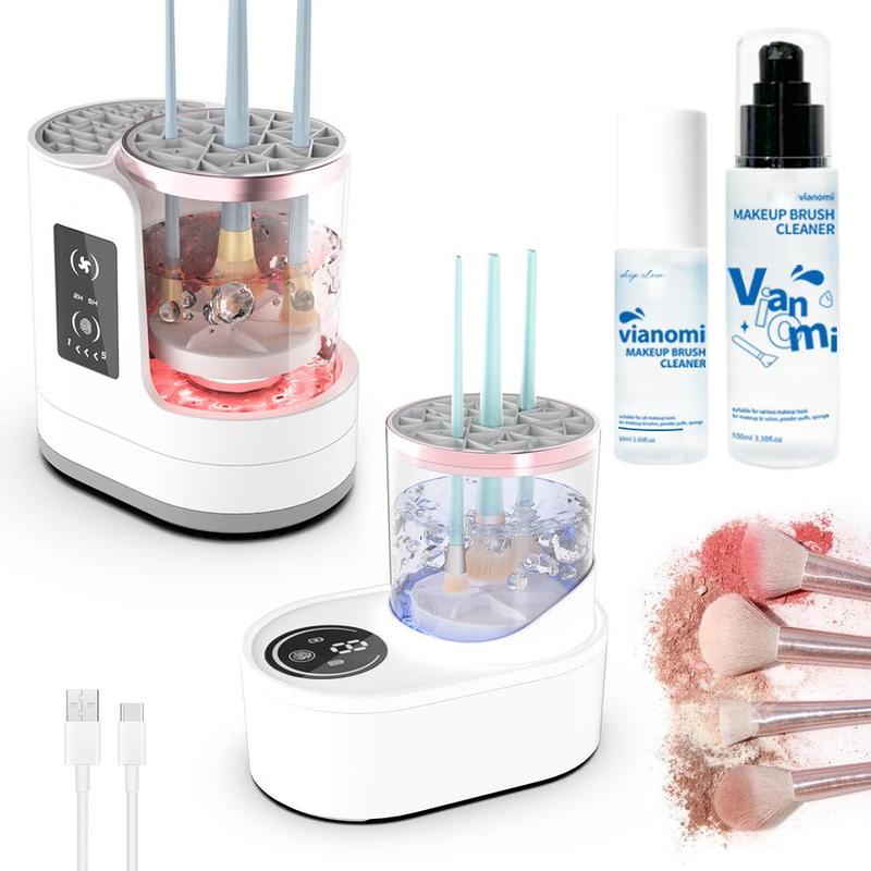 Electric Makeup Brush Cleaner & Cleaning Solution Set, UV Light Makeup Brush Cleaning Machine, Deep Cleaning & Air-dry Functions, USB Powered, Christmas Gift