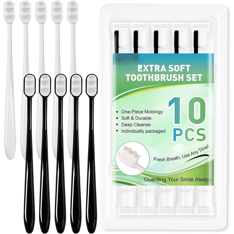 10 Pack Extra Soft Toothbrush for Sensitive Gums, Micro Nano Toothbrushes with 20000 Ultra Soft Bristles, Individually Wrapped Bulk Toothbrush, Protect Sensitive Gums, Excellent Cleaning Effect