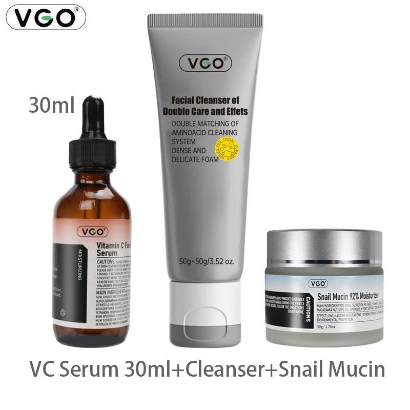 VGO Facial Set Vitamin C Serum,Moisturizer,Facial Cleanser Moisturizing Suitable for sensitive skin Reduces Fine Lines Moisturising Cleanser Moisturising Moisturising Moisturising Skincare Hydrating Moisturiser