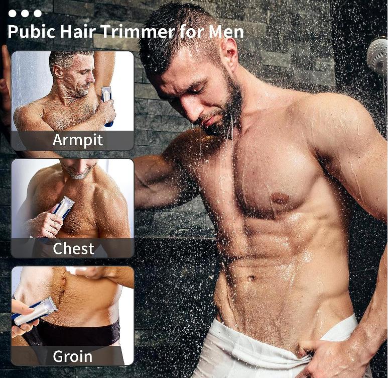 Electric Pubic Trimmer Hair Groomer: Body Shavers for Men - Waterproof Ball Grooming Kit - Mens Groin Trimmers with LED Light Cordless Gift Comfort