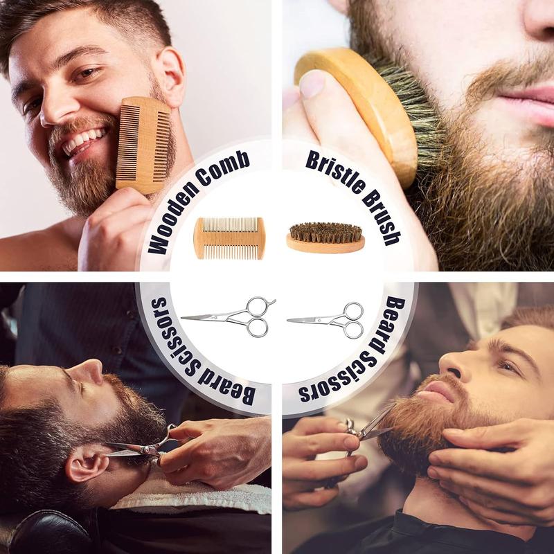 Beard Care Gifts Kit for Men, Beard Mustache  Kit-Beard Balm, Beard Wash, Beard Oil, Brush, , Birthday Anniversary Daily Gifts for Husband Boyfriend Dad Him