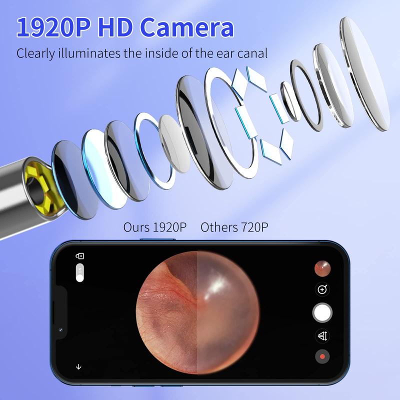 Ear Wax Removal Tool, VITCOCO Ear Cleaner with 1920P HD Camera, Earwax Remover with 8 Pcs Ear Set, Otoscope with 6 LED Lights, Ear Wax Removal Kits for iPhone, iPad, Android Phones