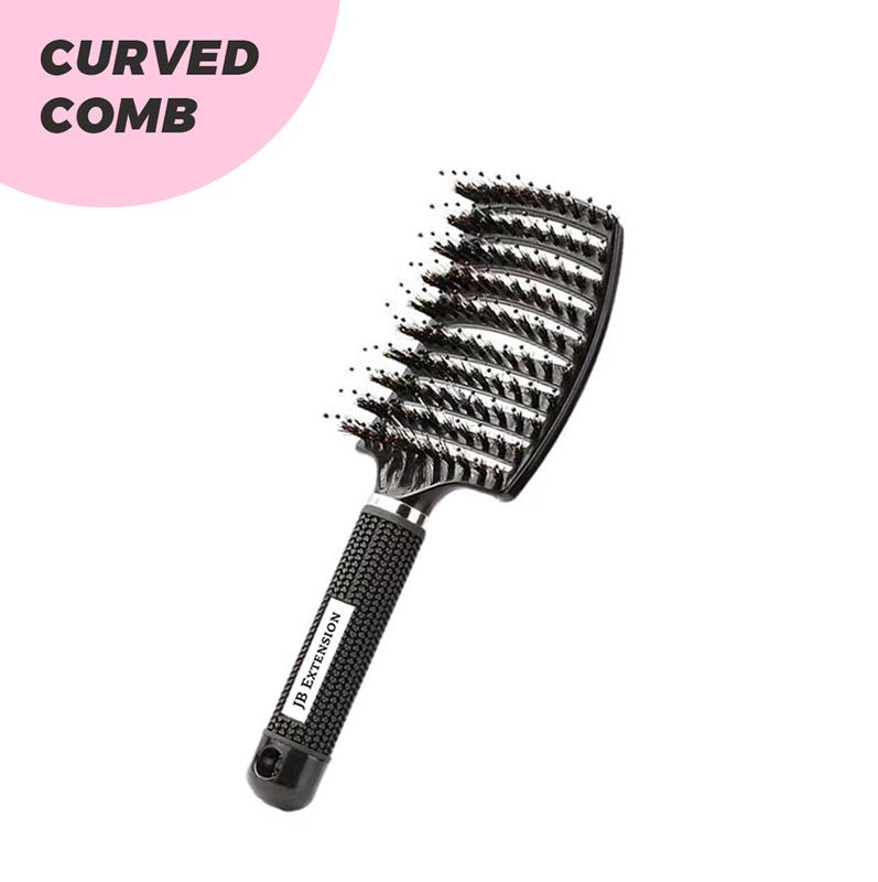 JBextension Curved Boar Bristle Hair Brush Professional Detangling Hairbrush Head Massage Comb Hairdressing Styling Comb Haircare Heatless