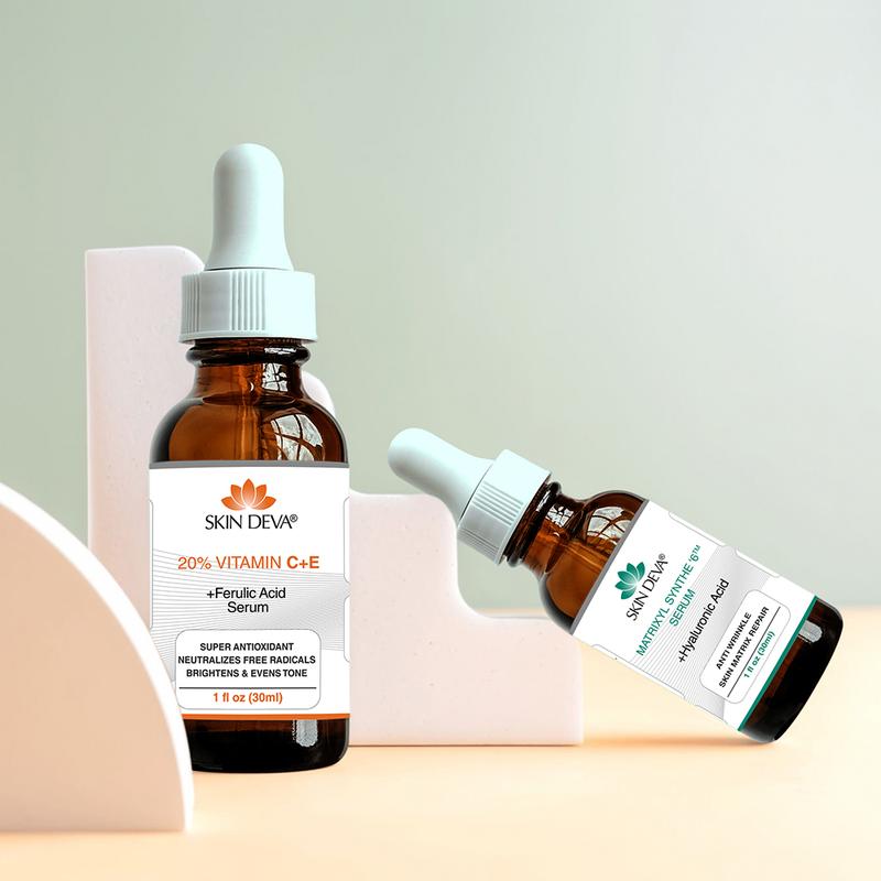 Skin Deva Vitamin C E Serum and Matrixyl Synthe 6 Serum Moisture Skincare - Targets Aging Signs, Diminishes Fine Lines and Wrinkles