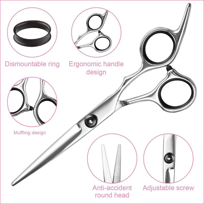 Hair Cutting Scissors Thinning Shears- Professional Barber Sharp Hair Scissors Hairdressing Shears Kit with Haircut Accessories in Leather Case for Cutting Styling Hair for Women Men Pet- 7 Pcs