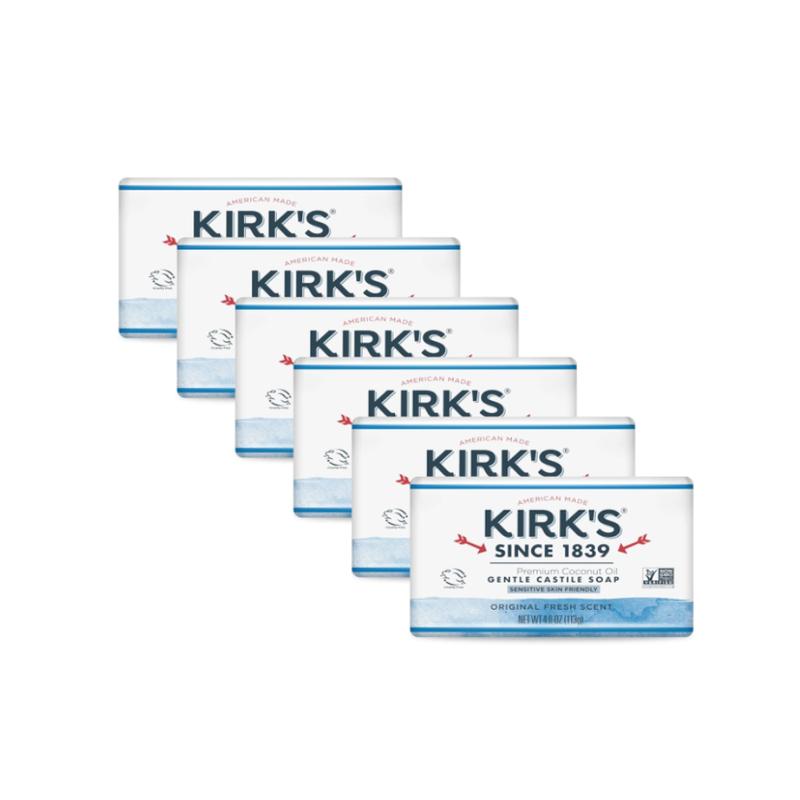 Kirk's Castile Bar Soap for Men, Women - Made With Premium Coconut Oil, Sensitive Skin Formula, 4 oz. Body Care Cleansing Gentle Hydrating