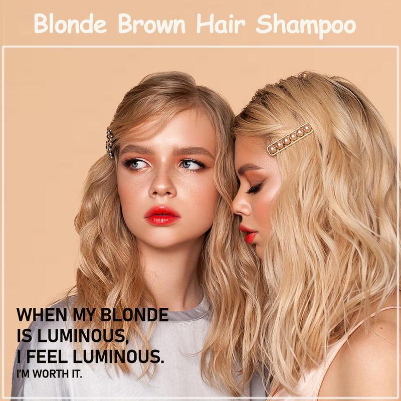 Instant 3-in-1 Blonde Brown Hair Dye Shampoo, 16.9 FL Oz, Semi-Permanent Hair Dye, Ammonia-Free, Long-lasting Color, Natural Plant Type Haircare