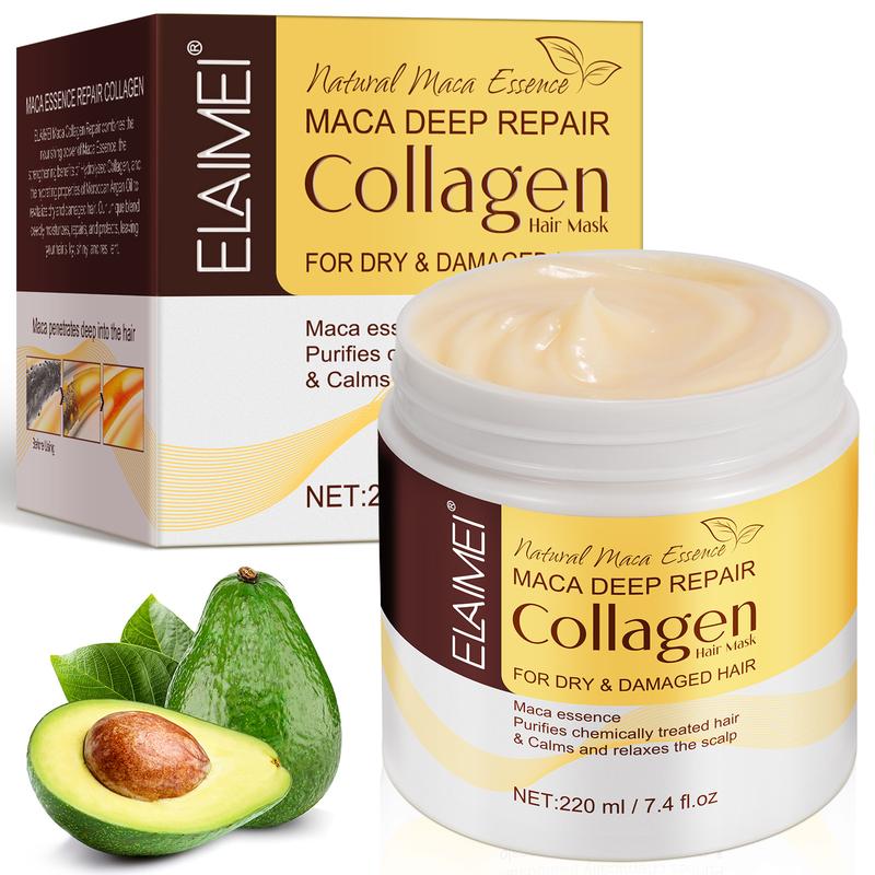 Collagen Hair Repair Mask for Dry & Damaged Hair, Make Hair Fuller & Healthy, Nourishing Haircare Restorative Argan Shampoo with Maca, Avocado Oil & Fatty Acids