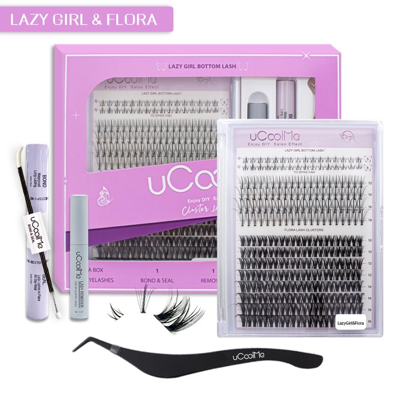 uCoolMe Lazy Girl Lash DIY Extension Kit | Bottom Lash | Bond Seal and Remover | Upgrade Invisible Band Eyelashes Makeup Cosmetic Lash Extensions Christmas gift