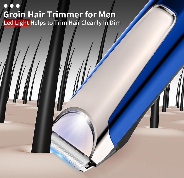 Electric Pubic Trimmer Hair Groomer: Body Shavers for Men - Waterproof Ball Grooming Kit - Mens Groin Trimmers with LED Light Cordless Gift Comfort