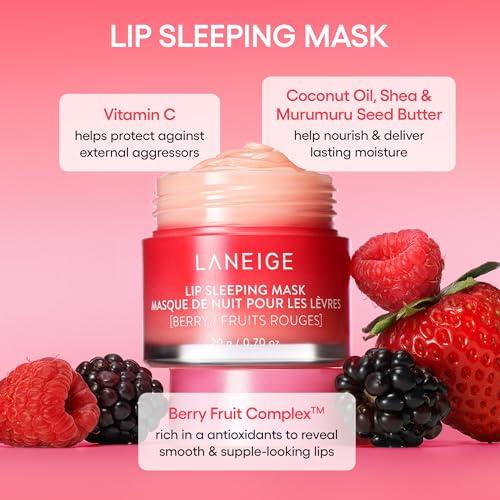 LANEIGE Lip Sleeping Mask Stocking Stuffer: Nourish, Hydrate, Vitamin C, Murumuru & Shea Butter, Antioxidants, Flaky, Dry Lips