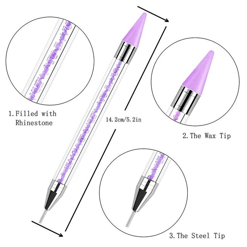 Dual-ended Nail Rhinestone Picker, Nail Tips Dotting Pen, Professional Nail Art Tool For Women