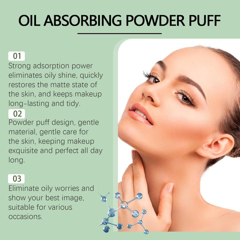 Oil Absorbing Powder Puff With Mirror, 1 Box Portable Compact Oil Absorbing Sheet With Powder Puff, Makeup Tool For Women & Girls