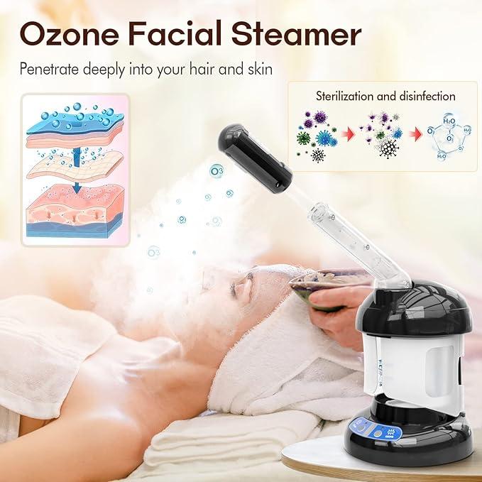 Hair Steamer Kingsteam 2 in 1 Ozone Facial Steamer, Design for Personal Care Use at Home or Salon Bar