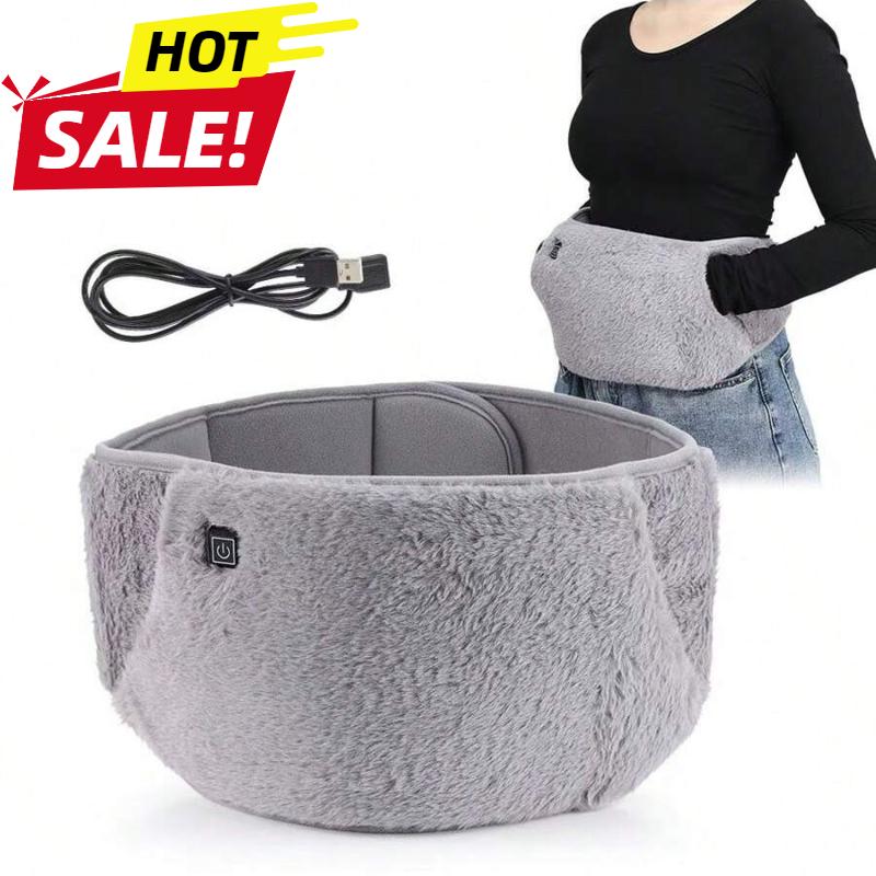 USB Powered Heating Waist Belt, Heating Pad With Hand Pockets, Electric Heated Waist Belt For Period Cramps Body Joints Pain, Three - Level Temperature Control, Grey