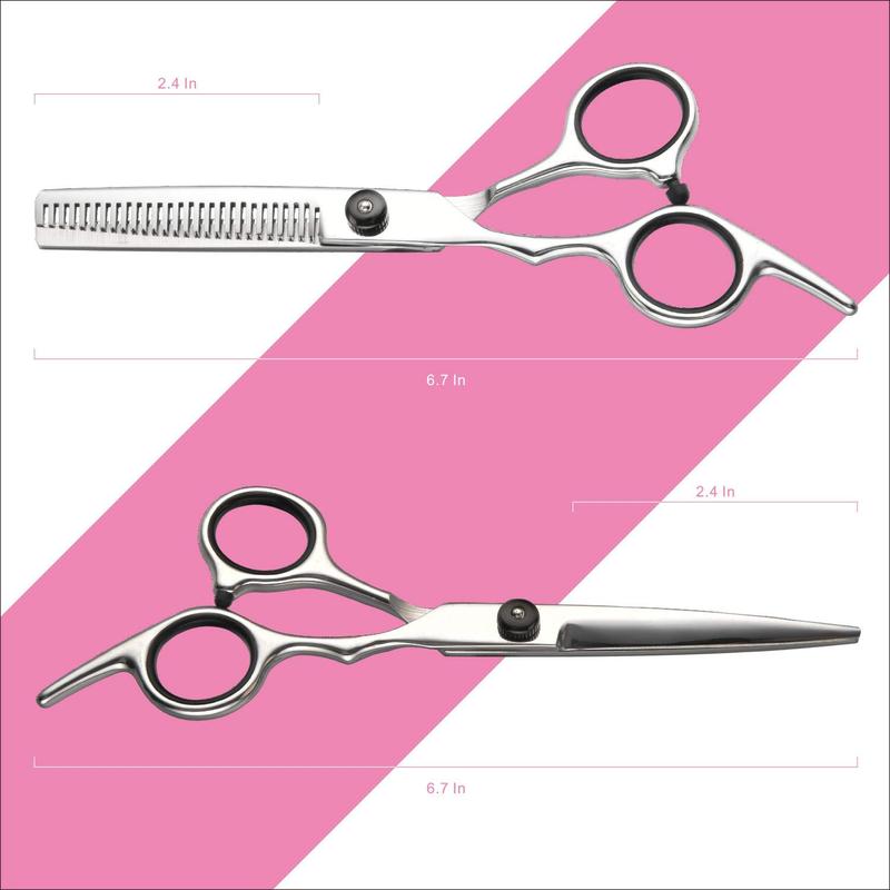 Hair Cutting Scissors Thinning Shears- Professional Barber Sharp Hair Scissors Hairdressing Shears Kit with Haircut Accessories in Leather Case for Cutting Styling Hair for Women Men Pet- 7 Pcs