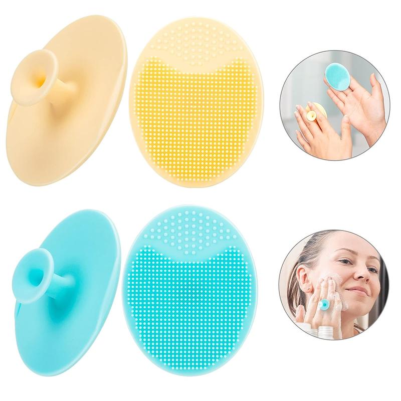 4Counts Face Scrubber,Soft Silicone Facial Cleaning Clear Brush Face Exfoliator Blackhead Acne Pore Pad Cradle Cap Face Wash Brush for Gentle SkinCare