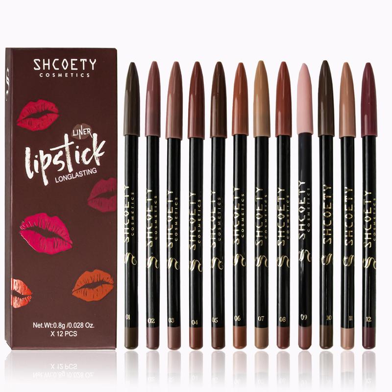 Comfort Matte Lip Liner Set, Summer Gifts, 12pcs set Long Lasting Hydrating Lipliner, Moisturizing Easy Coloring Lip Liner Pen for All Occasions Makeup, Girlfriend Gifts