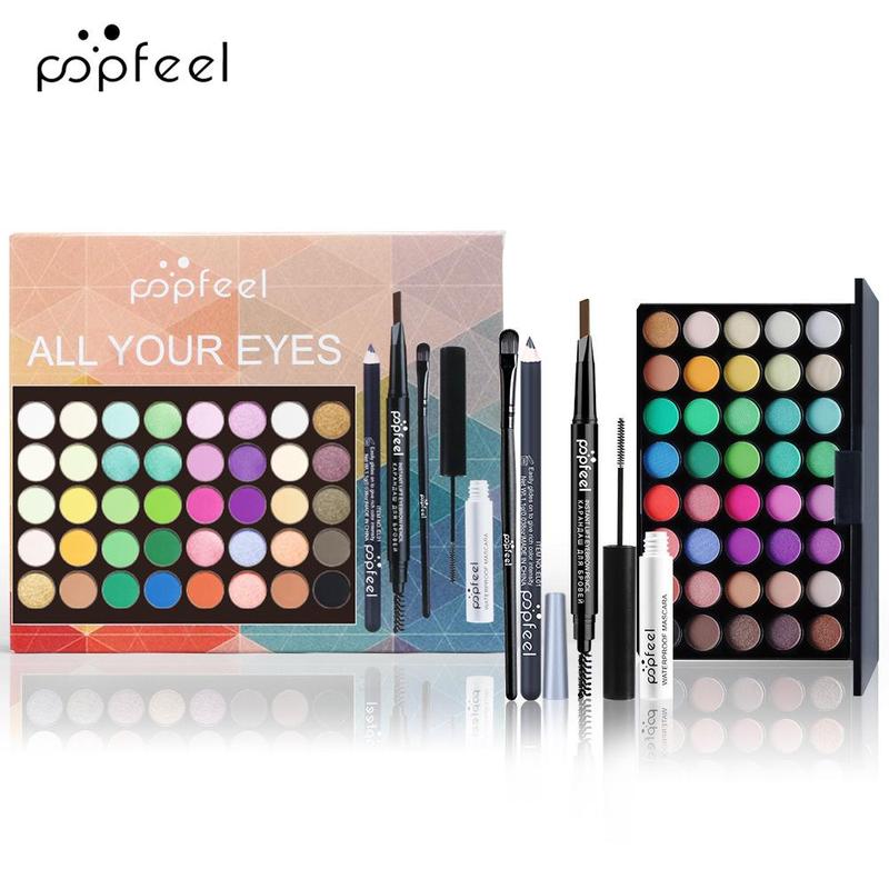 Eye Makeup Kit, 1 Set Glitter & Matte Eye Shadow Palette & Eyeliner & Mascara & Brush Makeup Kit, Facial Detailing Makeup Set for Women, Cosmetic Gift Set