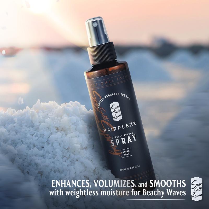 Hairplexx Sea Salt Volume Spray and Pomade, Lightweight Hair Spray with Natural Volume Look, and Edge Control Pomade with Shine Luster, Paraben Free