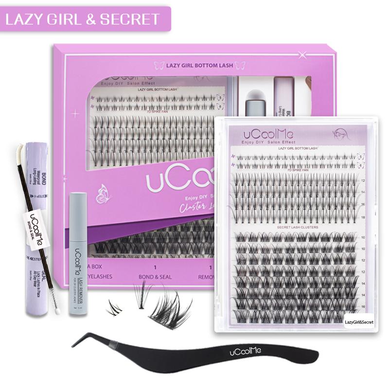 uCoolMe Lazy Girl Lash DIY Extension Kit | Bottom Lash | Bond Seal and Remover | Upgrade Invisible Band Eyelashes Makeup Cosmetic Lash Extensions Christmas gift