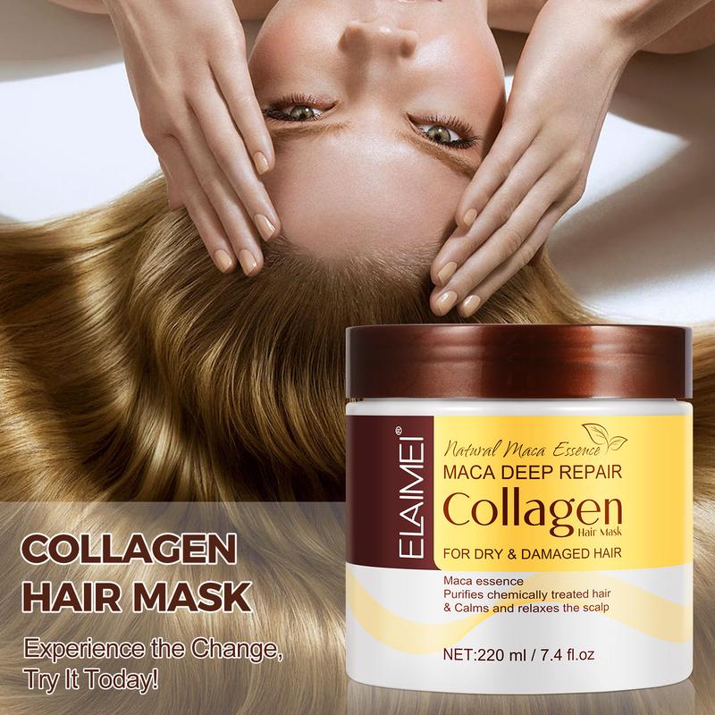 Collagen Hair Repair Mask for Dry & Damaged Hair, Make Hair Fuller & Healthy, Nourishing Haircare Restorative Argan Shampoo with Maca, Avocado Oil & Fatty Acids