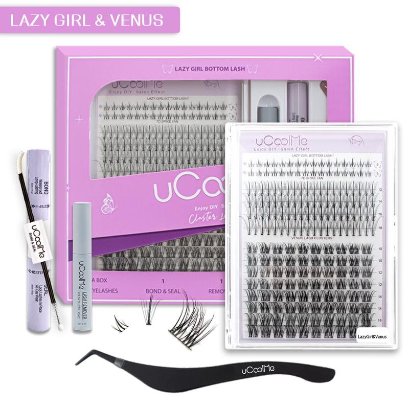 uCoolMe Lazy Girl Lash DIY Extension Kit | Bottom Lash | Bond Seal and Remover | Upgrade Invisible Band Eyelashes Makeup Cosmetic Lash Extensions Christmas gift