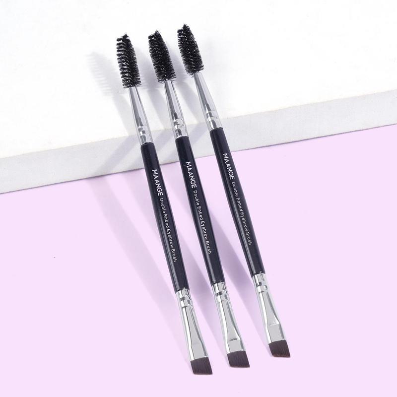 MAANGE Cosmetic Double-ended Eyebrow Brush, 3 Counts set Comfort Professional Angled Brow Brush, Eyelash Spoolie Brush, Beauty Makeup Brushes, Durable Smooth Makeup Brush Tool, Summer Lightweight Brushes for Makeup, Christmas Gift