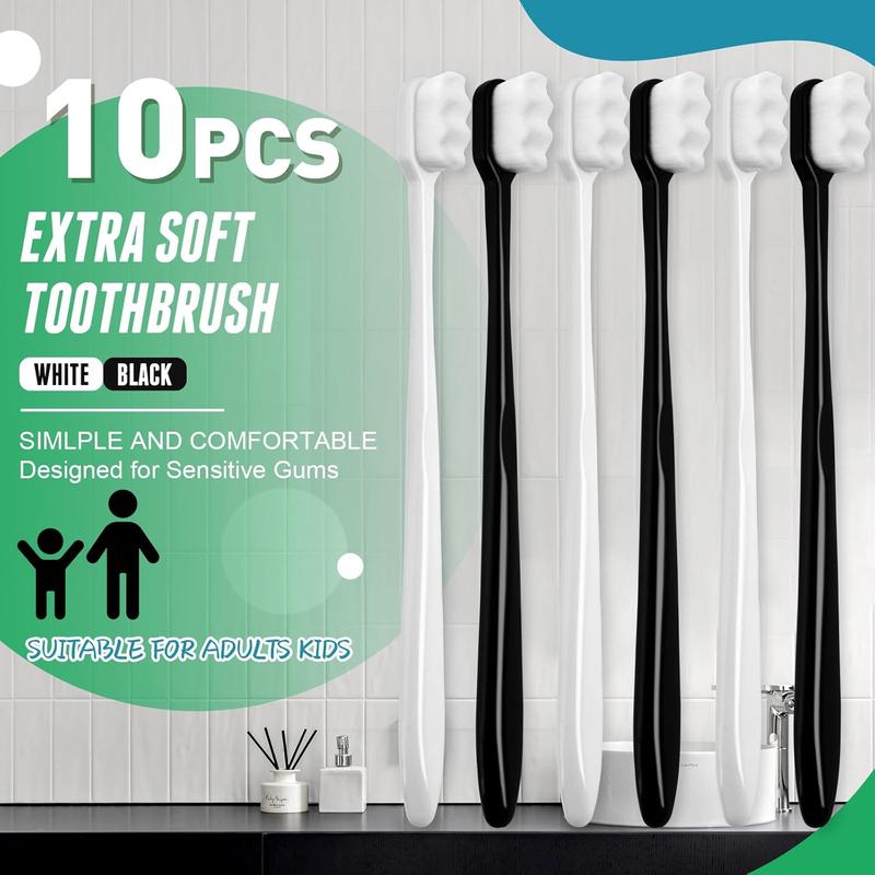 10 Pack Extra Soft Toothbrush for Sensitive Gums, Micro Nano Toothbrushes with 20000 Ultra Soft Bristles, Individually Wrapped Bulk Toothbrush, Protect Sensitive Gums, Excellent Cleaning Effect