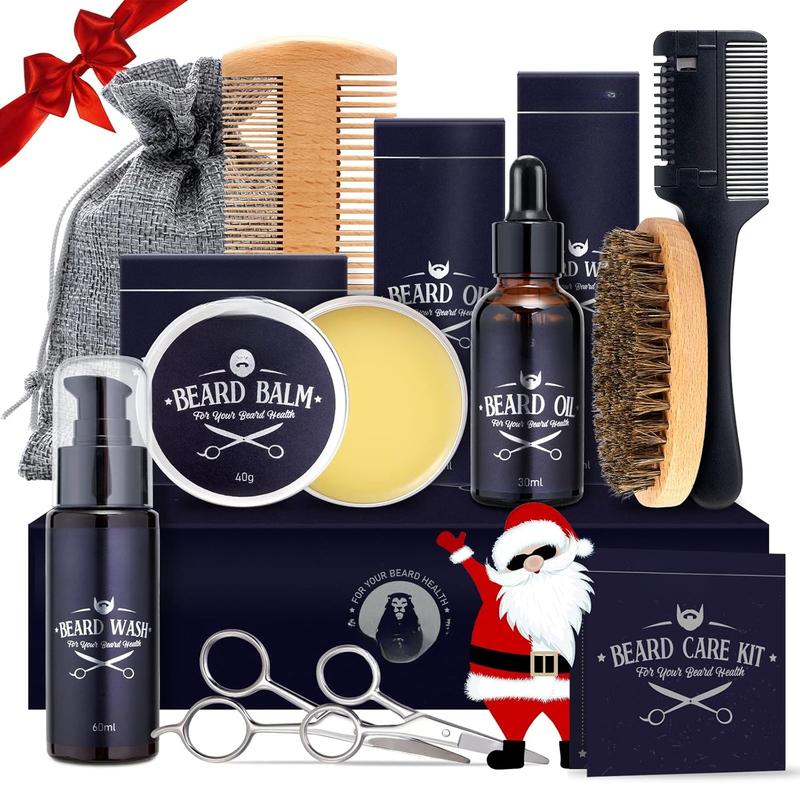 Beard Care Gifts Kit for Men, Beard Mustache  Kit-Beard Balm, Beard Wash, Beard Oil, Brush, , Birthday Anniversary Daily Gifts for Husband Boyfriend Dad Him