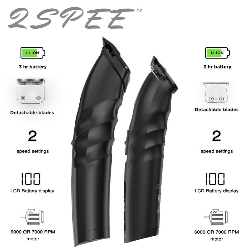 Supreme Trimmer 2Spee 2-in-1 Beard Trimmer & Hair Clipper Combo | Cordless Pro Tool, Removable Blades, 2 Speeds, LCD Display, Lightweight Comfort