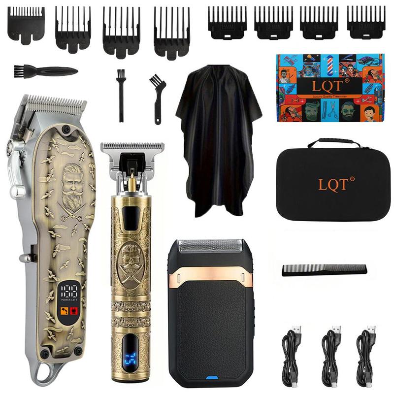 Professional Barber Clippers Set, 1 Set Electric LCD Display Hair Trimmer, Hair Clipper with Limited Comb & Charging Cable & Cleaning Brush & Other Accessories, Barber Kit, Hair Cutting Machines