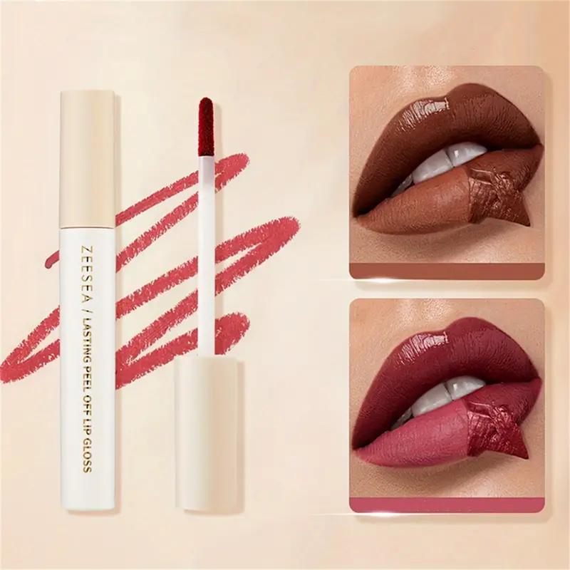 ZEESEA Matte Peel-off Lip Liner Lipstick, Highly Pigmented, Waterproof, Smudge-proof, Non-stick Cup Lip Stain Gloss Lipgloss