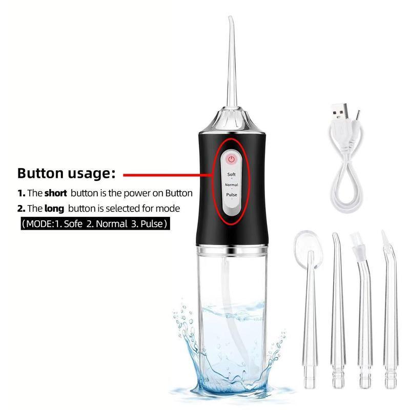 Rechargeable Water Flosser, 1 Box Portable Oral Irrigator With 4 Counts Jet Tips, Waterproof Water Flosser For Home and Travel