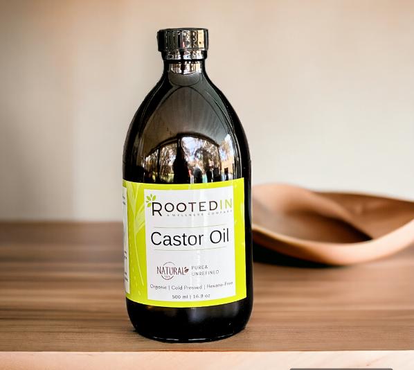 Organic Castor Oil Organic Cold Pressed With Organic Bamboo Pack Wrap, Hexane Free and Unrefined, Glass Bottle | 16 OZ 500 ML | Massage Oil Body Care Firming Moisturizer Gentle Comfort Moisture Hydrating Moisturizing  Cleanser Cosmetic castor  oil