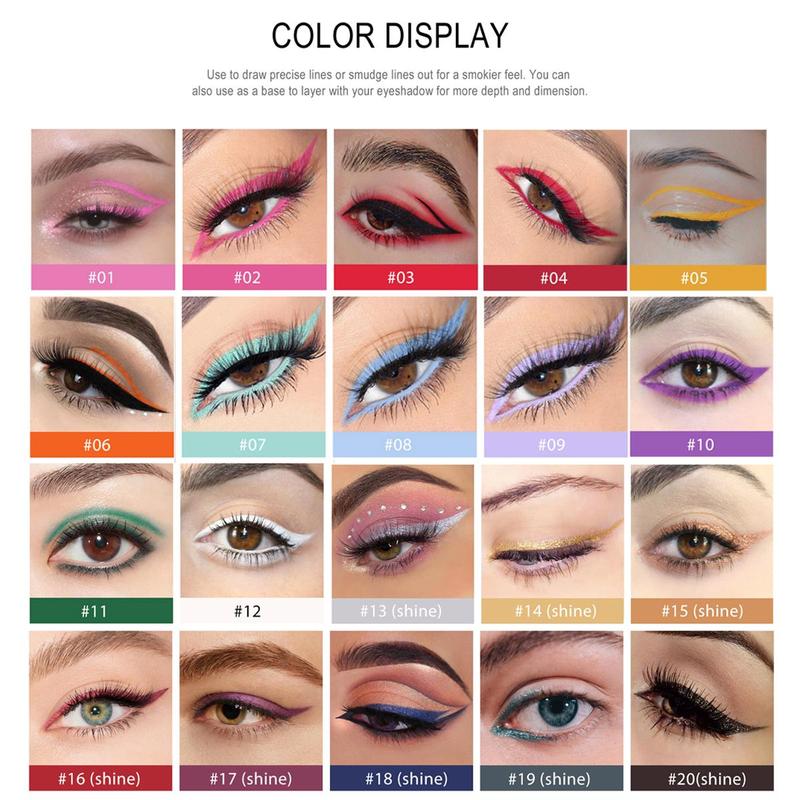 Waterproof Eyeliner Gel Pen, 20pcs box Quick Drying Long Lasting Eyeliner Pen, Easy Coloring Eye Liner Pen, Suitable for All Occasions Eye Makeup, Makeup Products, Cosmetic Accessories