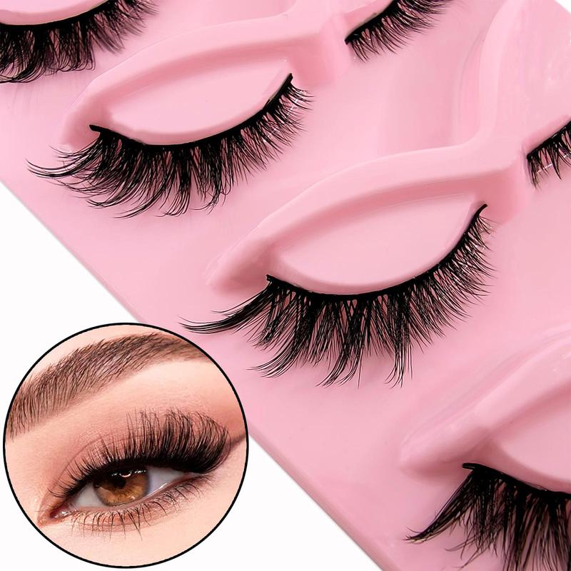 Cat Eye False Eyelashes, 5 Pairs Natural Fluffy False Eyelashes, Wispy Cat Eye Faux Cluster Lash Extensions, Lightweight Eyelash Extensions, Eye Cosmetic for Women & Girls Music Festival Makeup